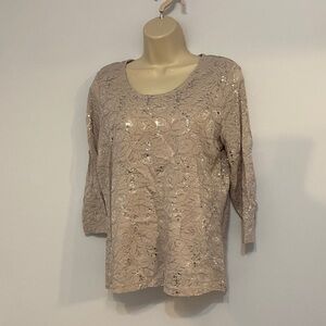 4/$35 women’s sequin blouse stretch gray silver